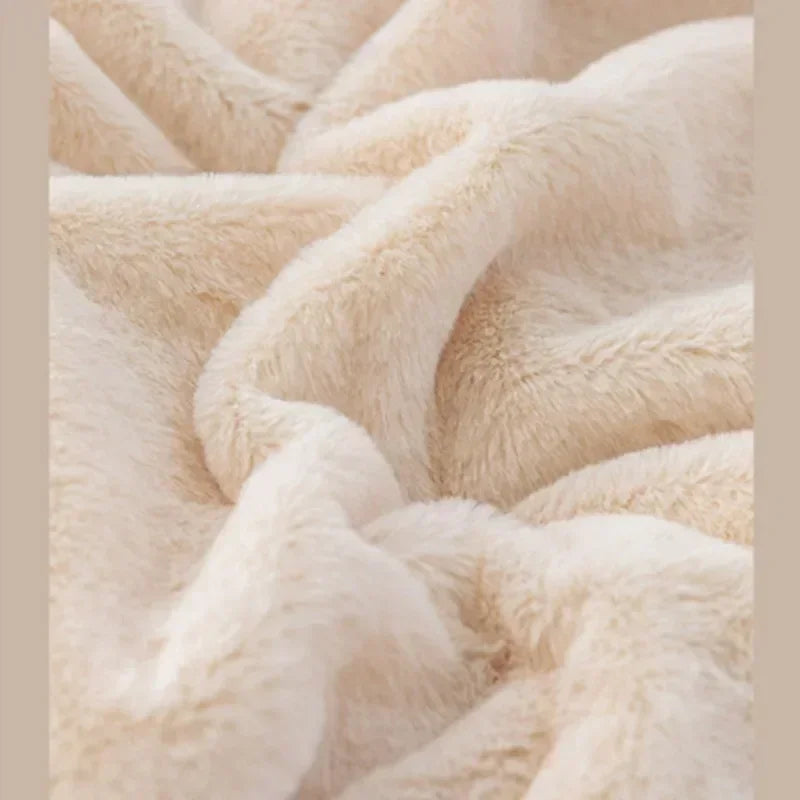 Soft and Warm INS Blanket for Bed Office Anti-rabbit Fur Double-sided Thick Winter Quilt 2024 Bubble Plush Pillowcase Explosive