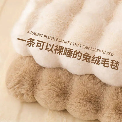 Artificial Rabbit Plush Blanket Warm Nap Office Shawl Air Conditioning Small Blanket Coral Flannel Soft Sofa Cover Throw Bed Mat